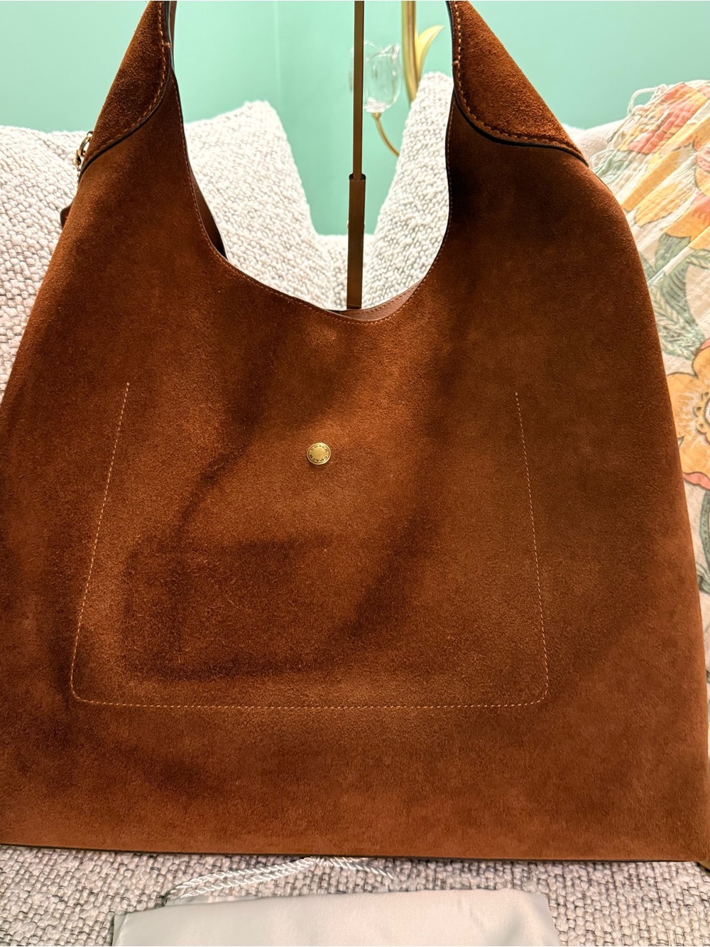 Coach Brooklyn Shoulder Bag 39 Brown Suede Brass Hardware - Picture 9 of 16